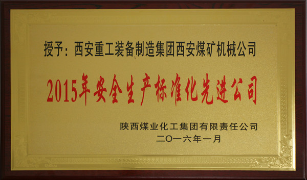 公司喜獲“安全生產(chǎn)標(biāo)準(zhǔn)化先進公司”